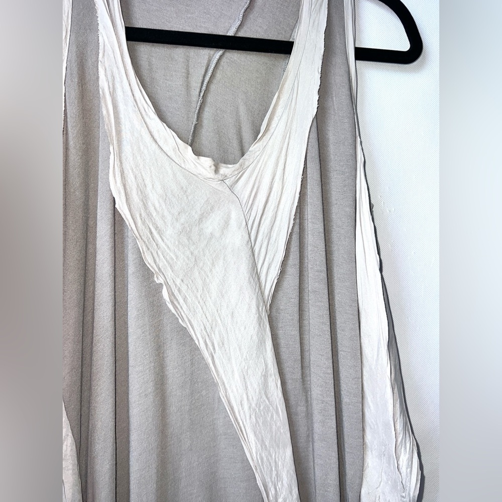Clu Women's Gray Silk Hemp
Scoop Neck Sleeveless
Lagenlook Casual Midi Dress S - Picture 6 of 15